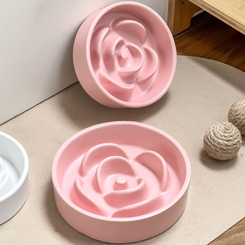 large ceramic slow feeder bowl for cats and dogs - image 1